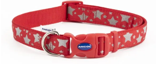 Ancol Stars Reflective Adjustable Collar Red