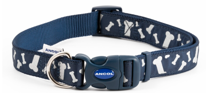 Ancol Bones Reflective Adjustable Collar Blue