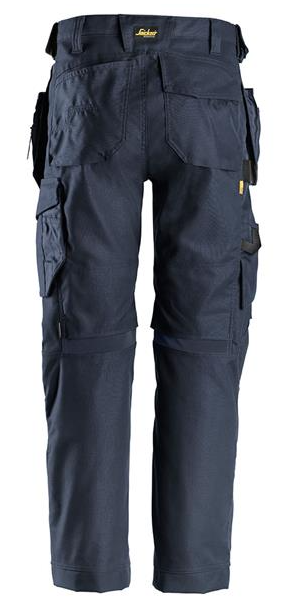 Snickers Canvas+ Stretch Work Trousers Holster Pockets - Navy