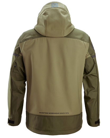 Snickers AllroundWork Hooded Softshell Stretch Jacket, Khaki Green