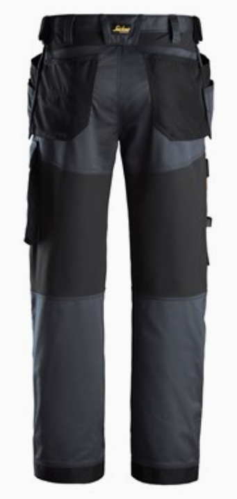 Snickers AllroundWork Stretch Loose Fit Trousers with Holster Pockets Steel Grey/ Black