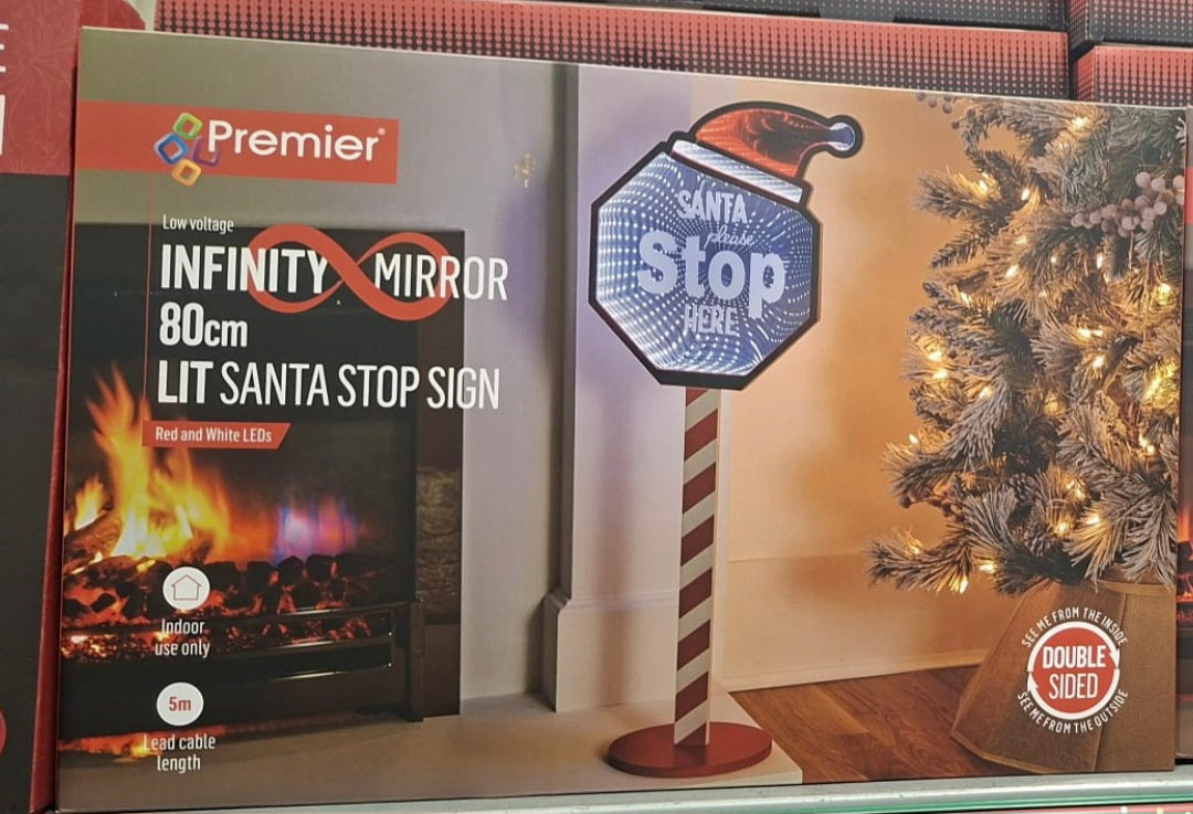 80cm Santa Stop Here Mirror