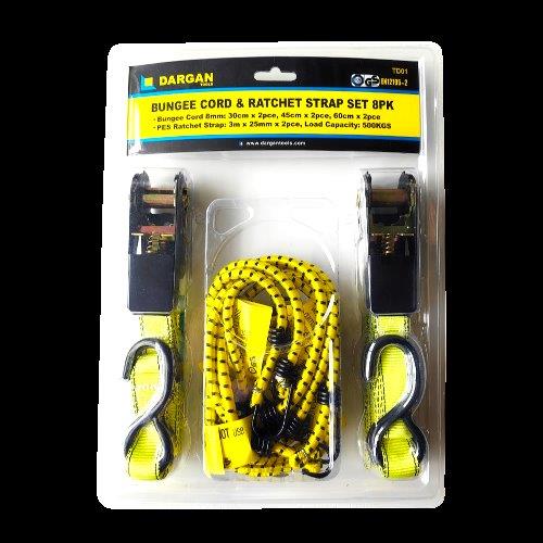 Dargan 8 Piece Bungee Cord &amp; Ratchet Set