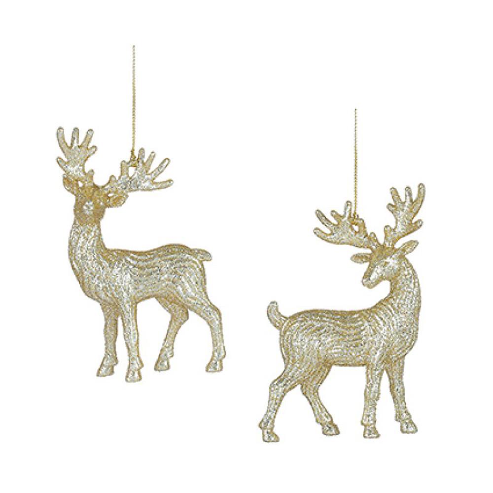 Champagne Gold Glittered Reindeer - 12cm