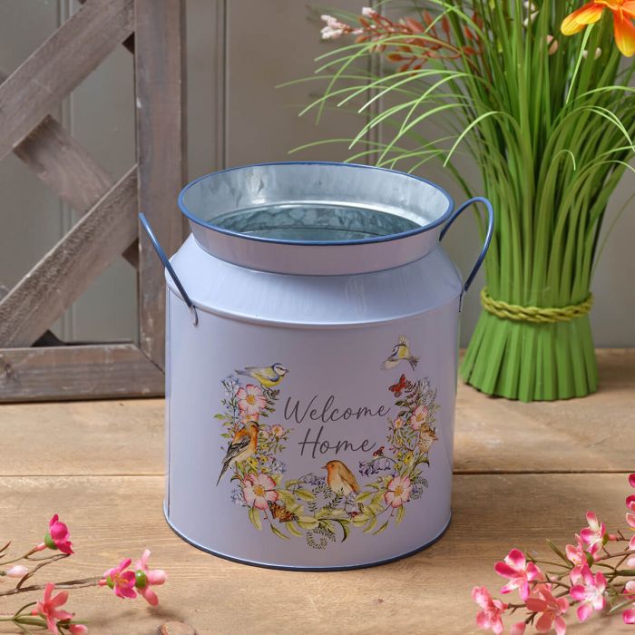 Garden Birds Welcome Home Tin Urn