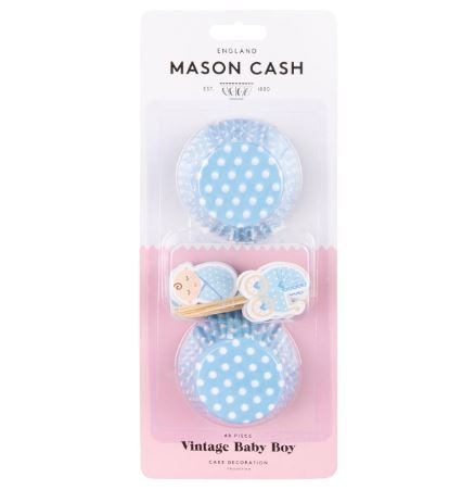 Mason Cash Vintage Baby Boy Cupcake Cases and Toppers 48 PC