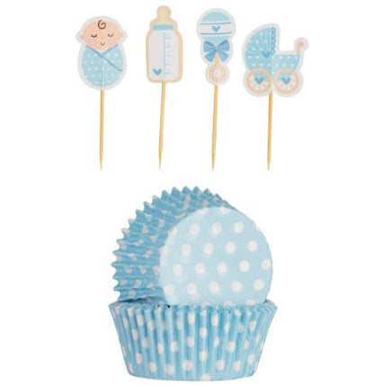 Mason Cash Vintage Baby Boy Cupcake Cases and Toppers 48 PC
