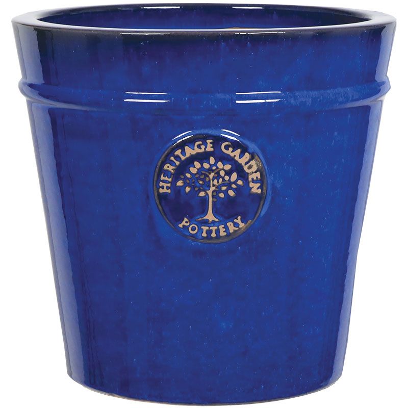 Glazed Medallion Planter Blue