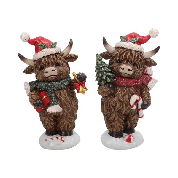 Christmas Highland Cow 15cm 2 Assorted