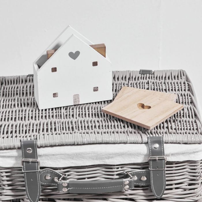 Square Heart Coaster In House Holder