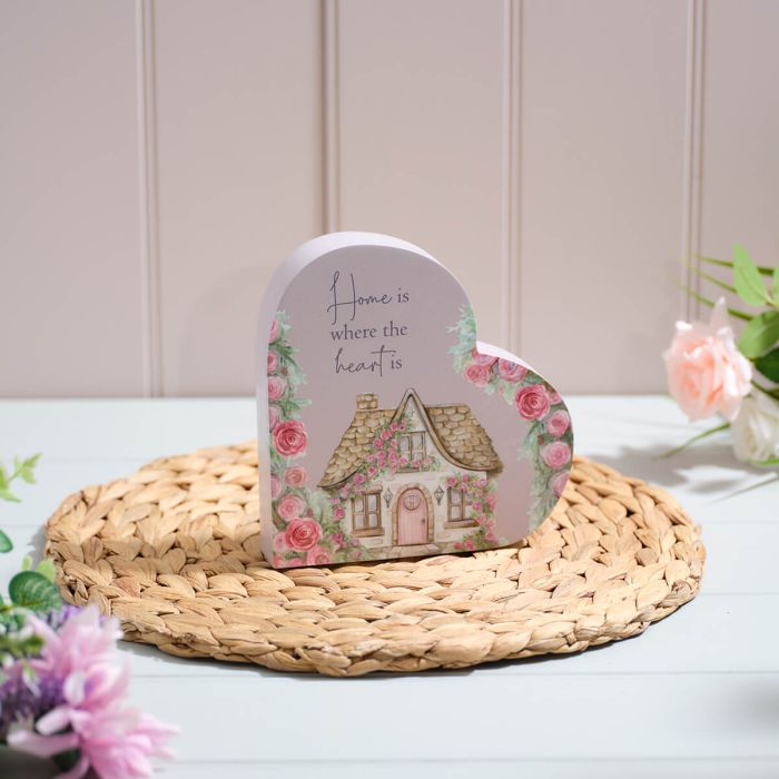 Cottage Garden Wooden Home Heart Block