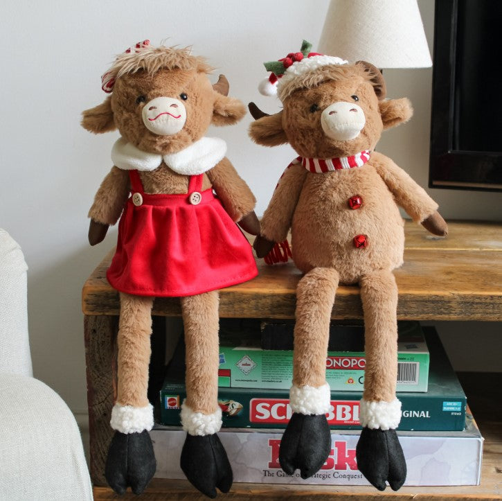 Plush Highland Cow with Dangle Legs - 53cm