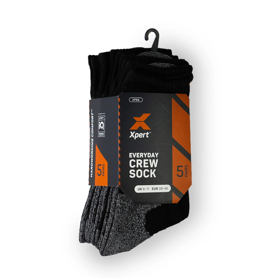 Xpert Crew Socks 5 Pack - Black