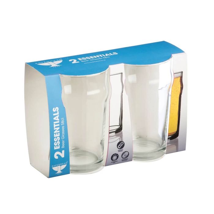 Ravenhead Essentials Sleeve Of 2 Nonik Beer Glasses 56cl