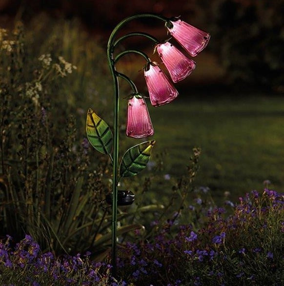 Foxglove Hand Painted Glass Solar Stake Light