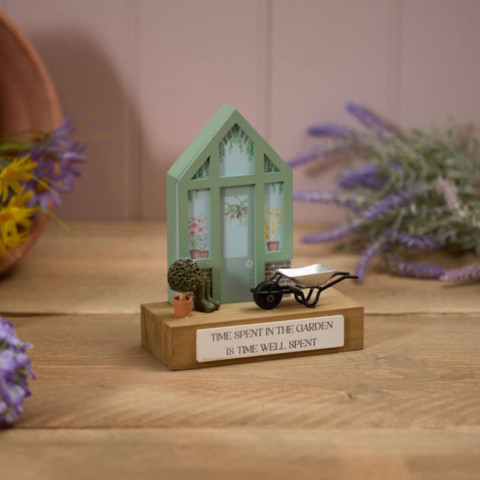 Greenhouse Time Spent in Garden Wood Block