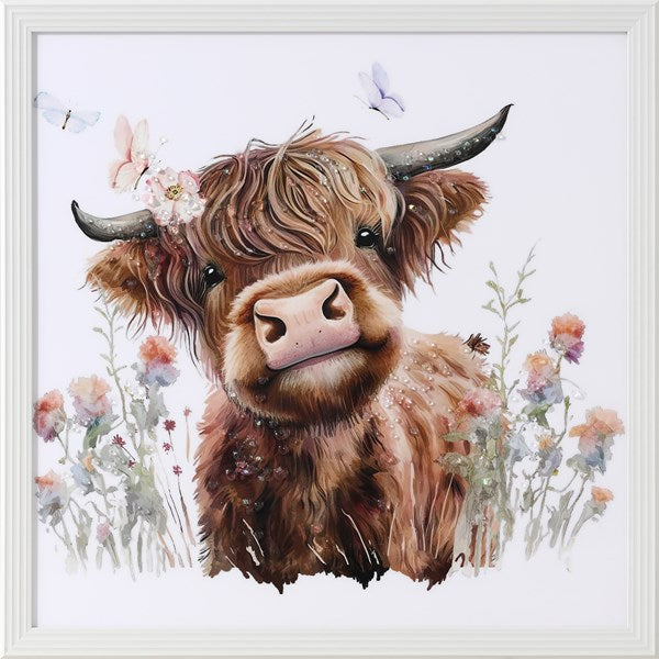 Highland Cow Crystal Picture 50cm