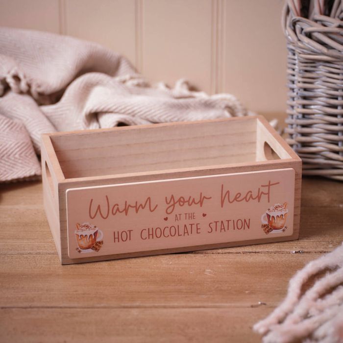 Cosy Time Warm Your Heart Hot Chocolate Wood Crate
