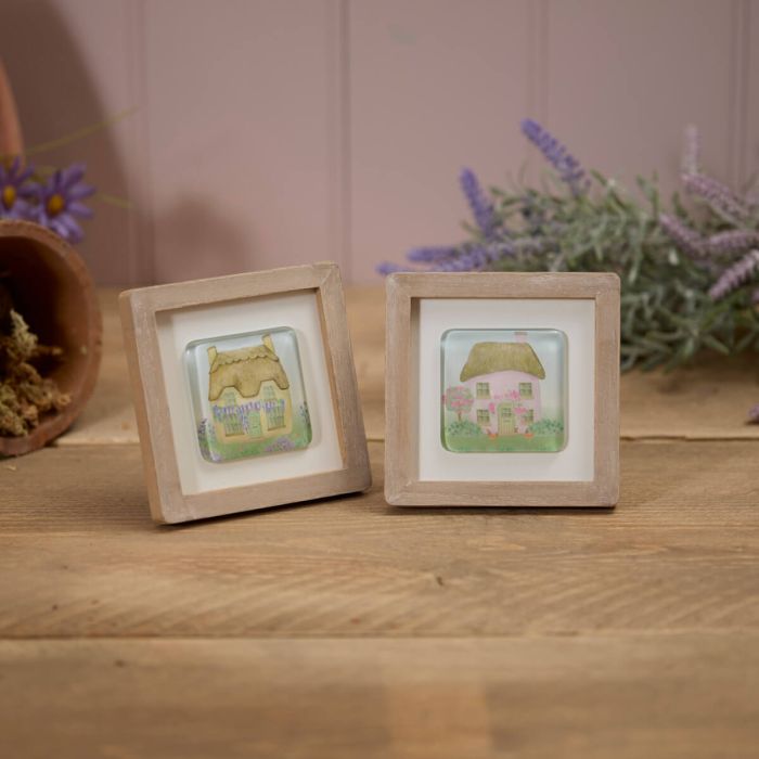 Cottage Garden Wood Frame with Glass Plaque