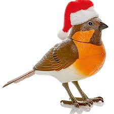 Robin with Santa Hat - Sound &amp; Motion Sensor 12.5cm