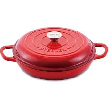 Steelex 28cm Red Cast Iron Saute Cassarole Dish 2.73L