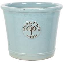 Glazed Medallion Planter Soft Blue
