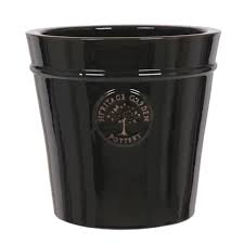 Glazed Medallion Planter Black
