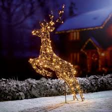 1.5m Multi Action Lit Rustic Willow Prancing Stag