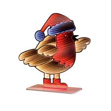 Robin with Santa Hat Mirror Tabletop - 40cm