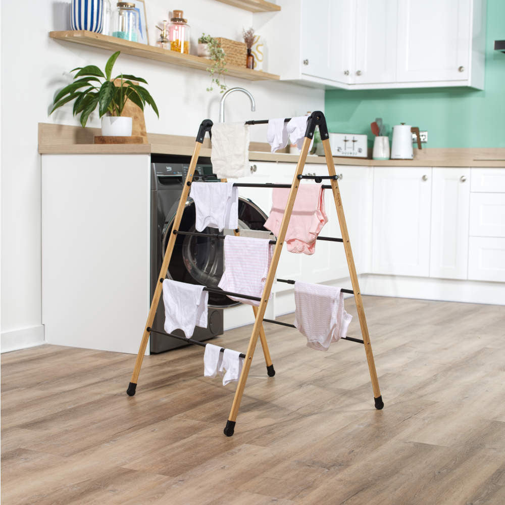 Extendable Bamboo 4 Tier Clothes Ladder - 6m