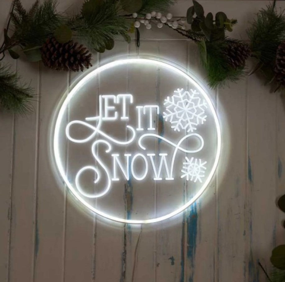 Let It Snow Hanging Lit Neon Sign - 40cm