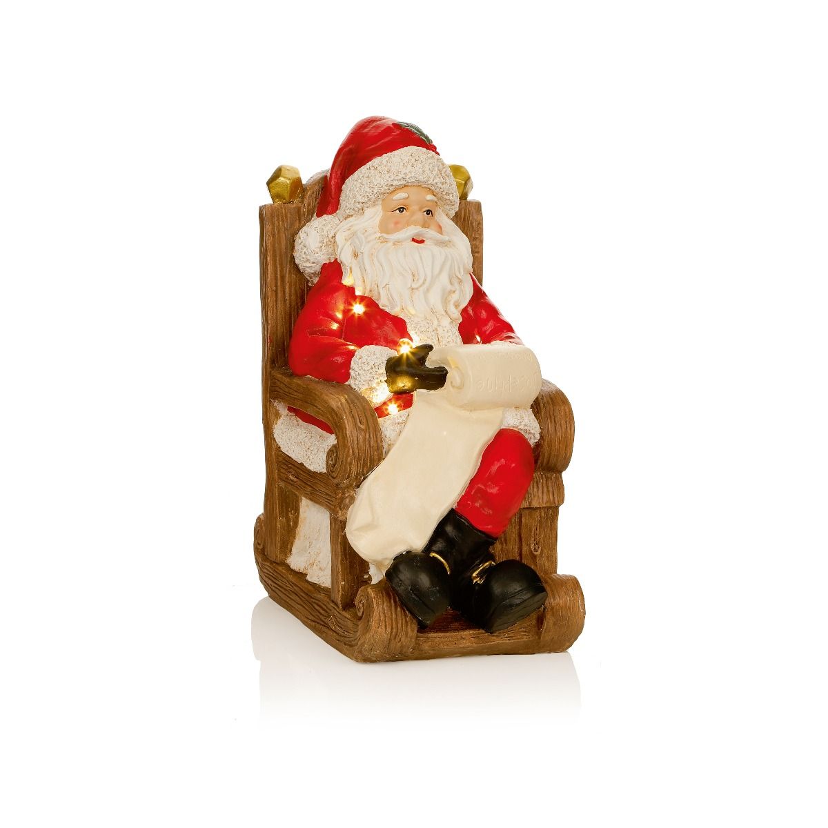 Battery Operated Lit Sitting Santa with Letter - 48cm