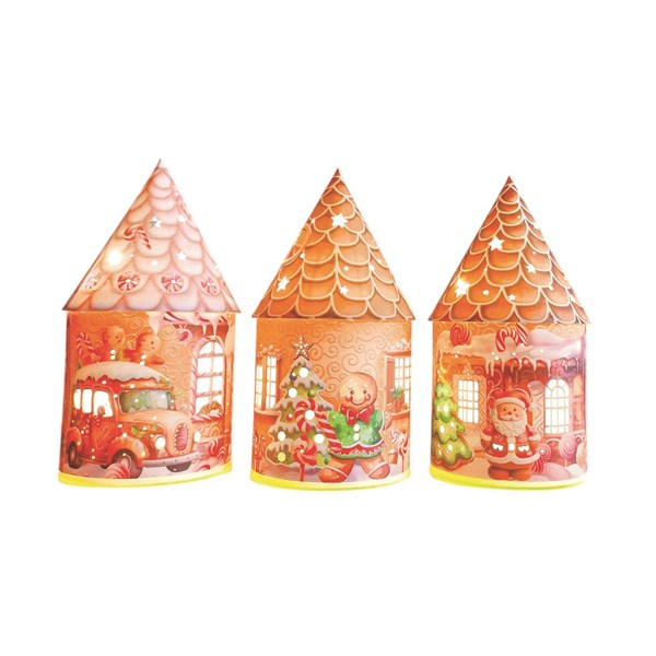 LED Gingerbread House 21cm 3 Assorted