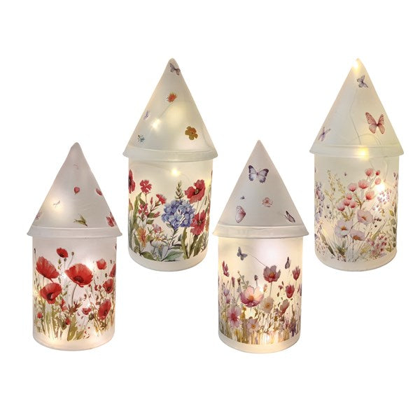 LED Floral House 21cm 4 Assorted