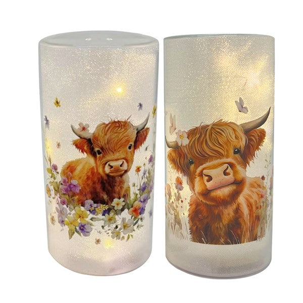 LED Highland Cow 18cm 2 Assorted