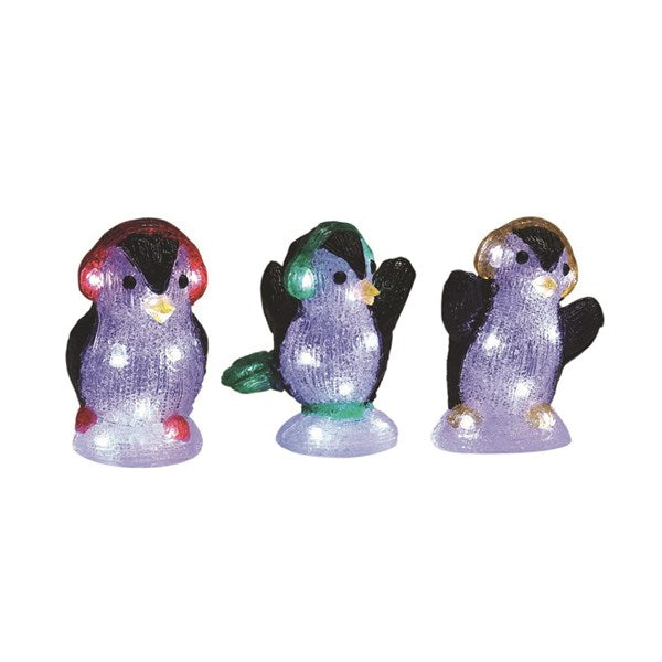 LED Outdoor Penguins 16cm 3 Assorted