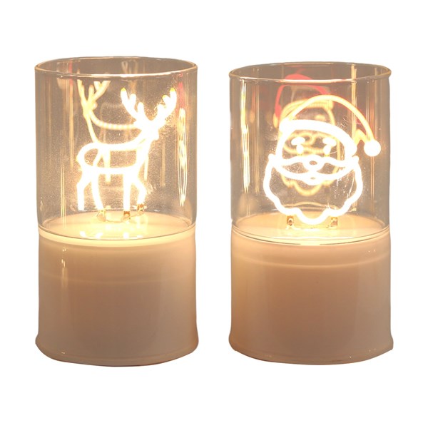 LED Reindeer and Santa Neon Style Decoration 12cm 2 Assorted