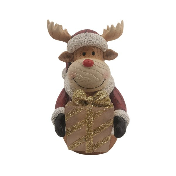 LED Reindeer &amp; Present 16cm