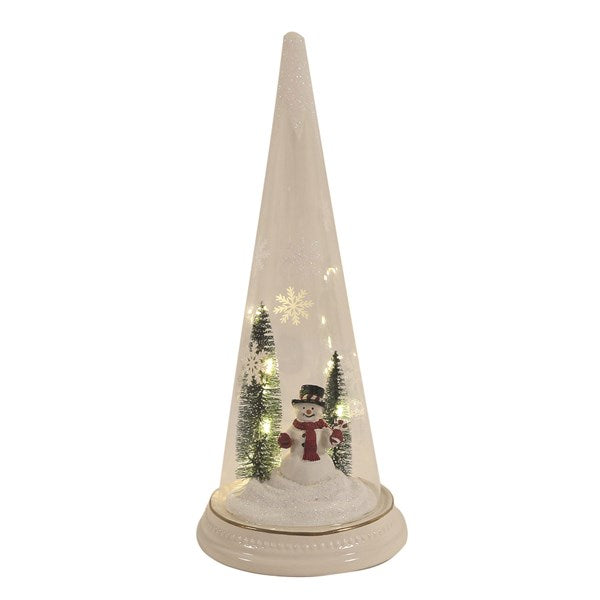 LED Snowman Glass Tree Decoration 28cm