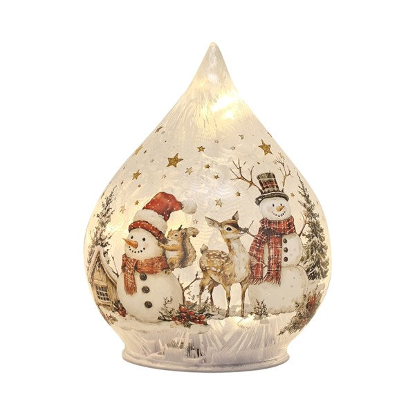 LED Teardrop Gls Snowman 15cm