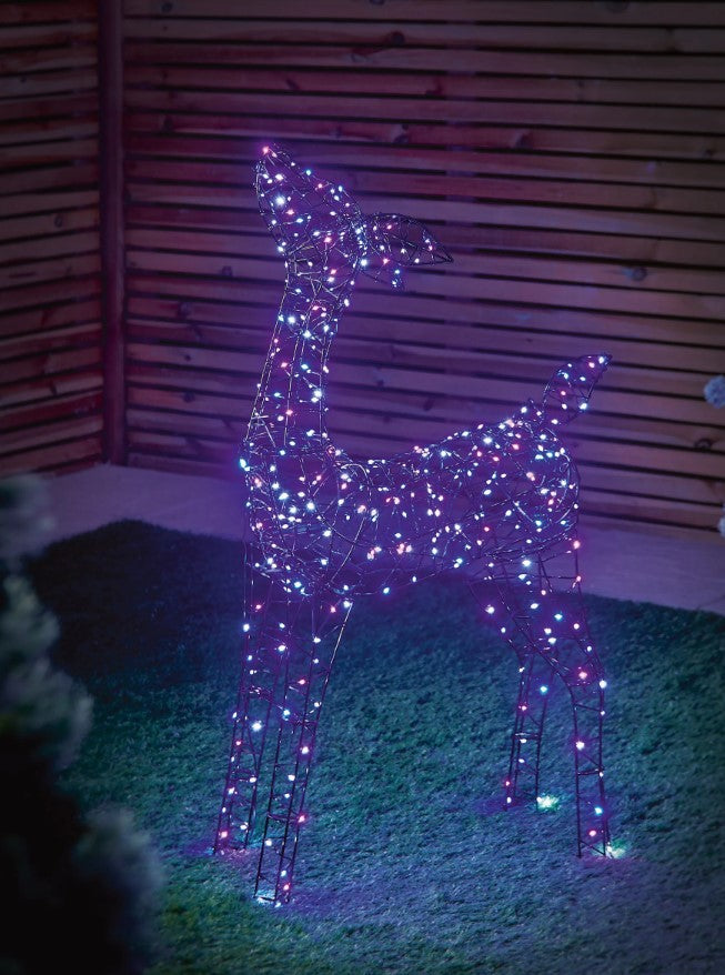 97cm Multi Action Lit Tip Toe Reindeer with 410 LEDs