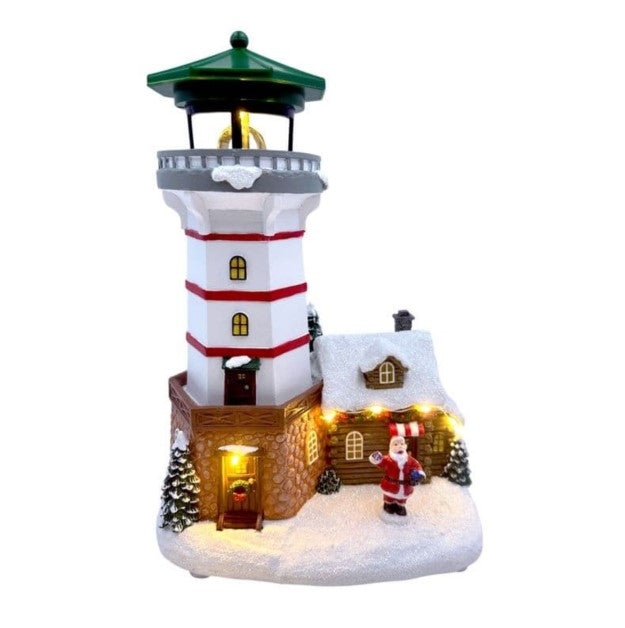 Battery Operated Lit Animated Musical Lighthouse - 28.5cm