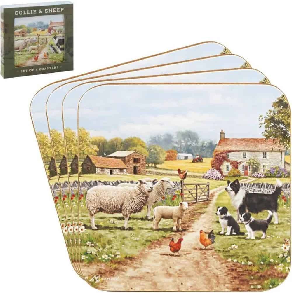 Collie &amp; Sheep Coaster - Set of 4