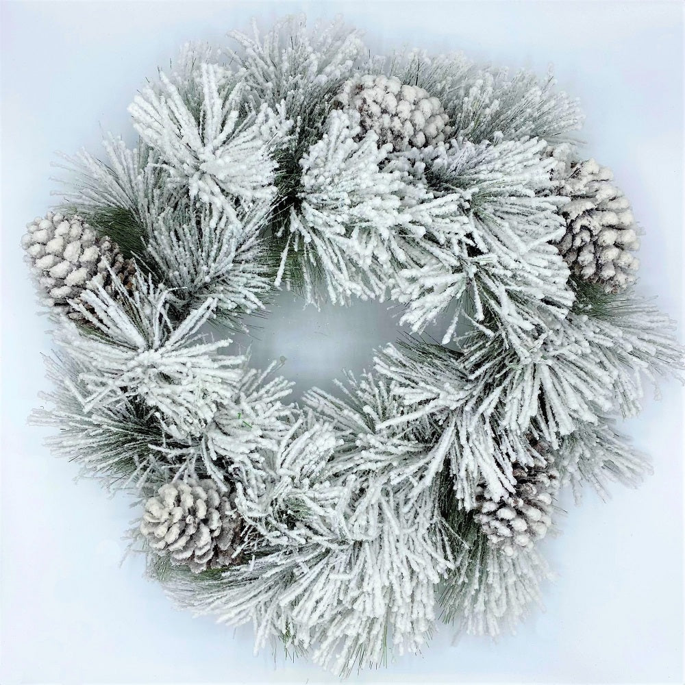 Lumi Snowy Pine Cone Wreath 50cm