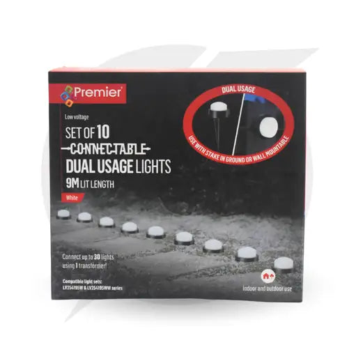 Set of 10 Connectable Path Lights - White