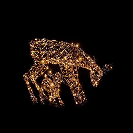 1m &amp; 41cm Lit Doe &amp; Fawn with 250 LEDs