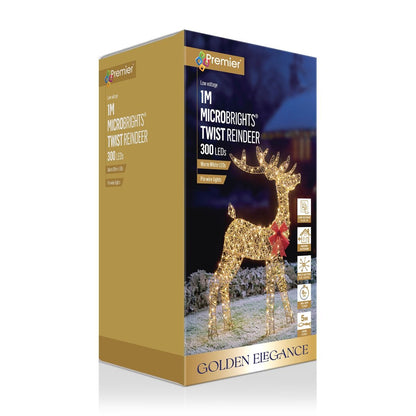 1m Lit Golden Elegance Twist Standing Reindeer