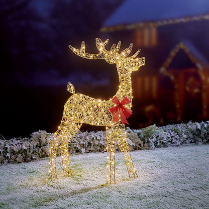 1m Lit Golden Elegance Twist Standing Reindeer