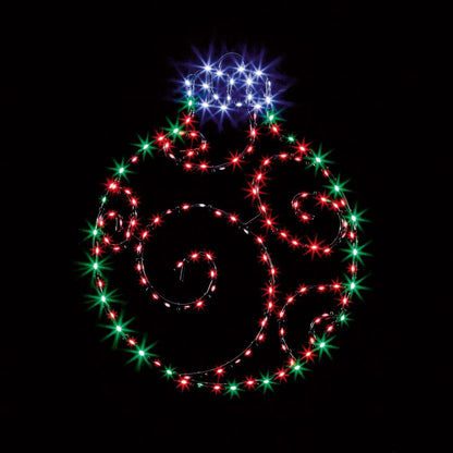 Twinkling Lit Red &amp; Green Bauble with 150 LEDs - 39 x 49cm