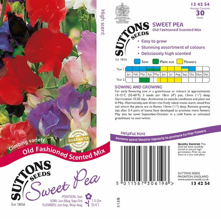 Sweet Pea Old Fashioned Scented Mix Flower Seeds